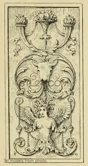Панели резные (CARVED PANEL_0691 -  | 3D model 3DSMAX / OBJ / STL) 3D модель для ЧПУ станка